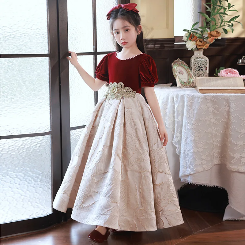 

Формальный детский костюм принцессы для девочек, элитный нишевый костюм для выступлений на фортепиано, пышное платье, весна