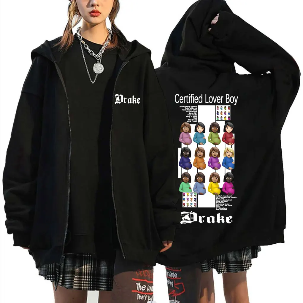 

Rapper Drake Certified Lover Boy Album Zipper Hoodie Men Women Hip Hop Fashion Pop Music Jacket Unisex Oversized Zip Up Hoodies