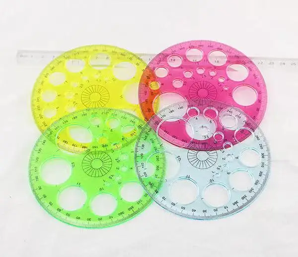 1pc 360 Degrees Round Ruler Transparent Template Circle Patchwork Foot Office School Drafting Painting Supplies Geometric Rulers