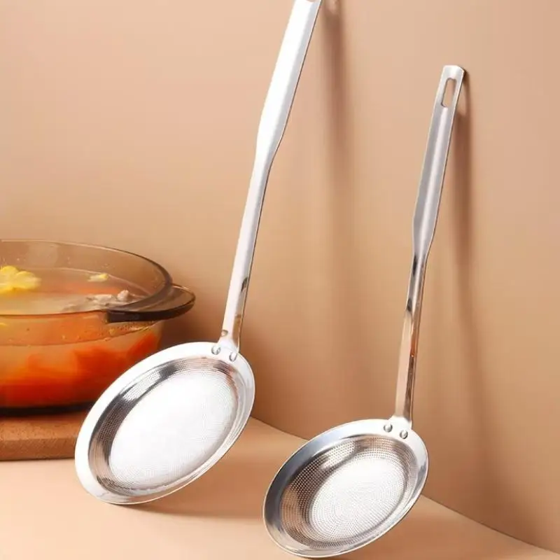 

1pc Stainless Steel Fine Mesh Fat Skimmer Spoon Strainer Fat Oil Skim Grease Foam Filter With Handle Kitchen Tool
