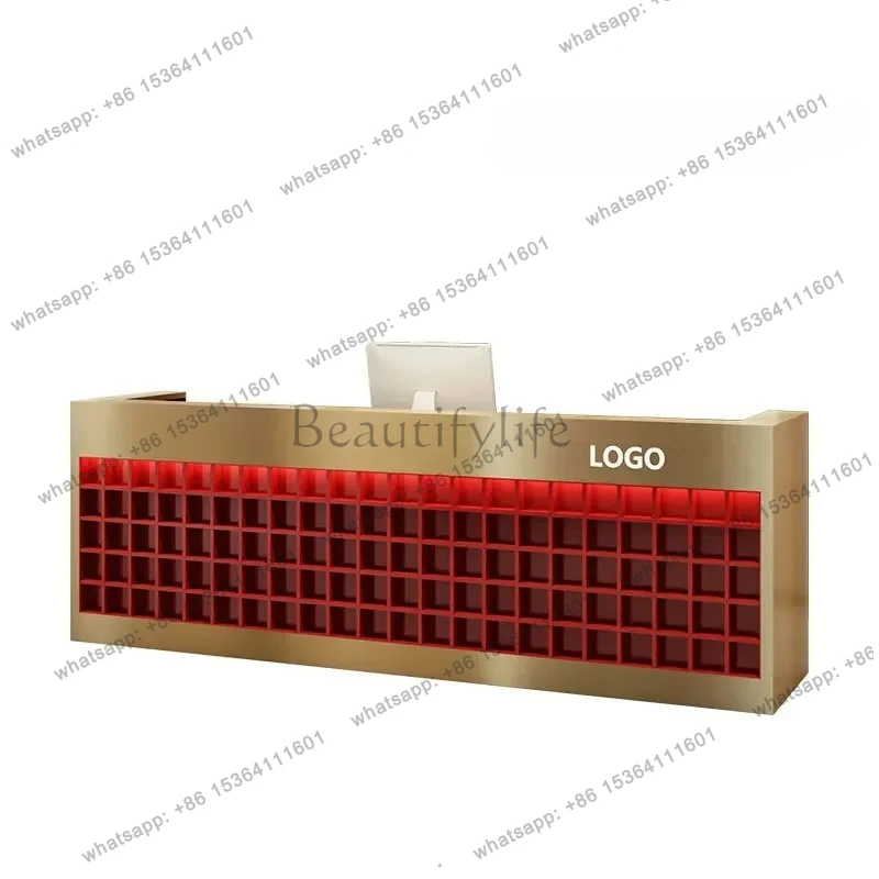 56 Stainless steel commercial checkout page American clothing store simple reception front desk can be customized