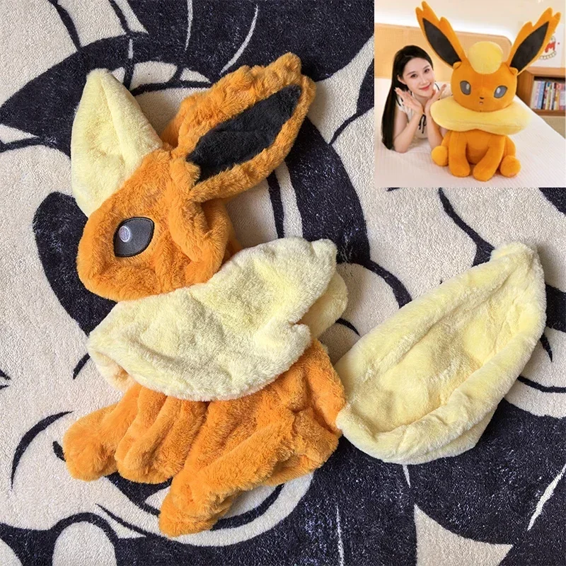 45/80cm Flareon Huge Pokemon Anime Plush Toy Big Pokémon Plushie Kawaii Semi-finished Leather Holster Pillow Gift for Children