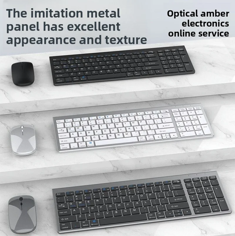 

Ultra-thin three-mode wireless keyboard and mouse set, universal silent key wireless keyboard for computers