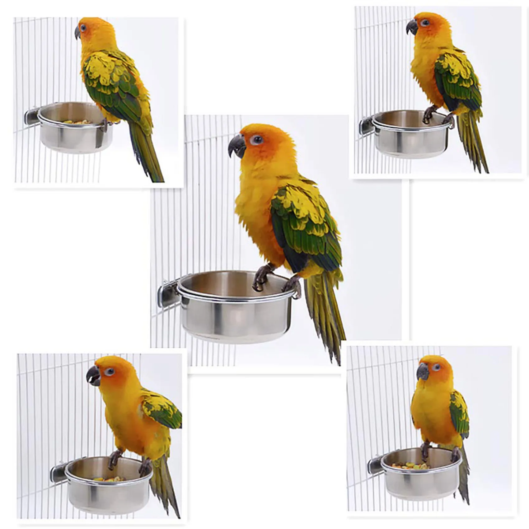 AA81-4 Pack Bird Cage Food Water Dispenser Parrot Food Dish Bird Feeder Cup For Cage, Bird Food Holder Container