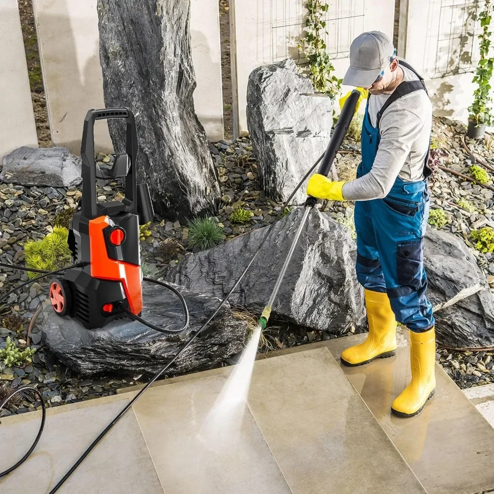 4800PSI Max 2.9 GPM Power Washer พร้อมหัวฉีดเชื่อมต่อด่วน 4 อัน, ท่อ 28FT, ถังสบู่, เหมาะสําหรับรถยนต์, ลานบ้าน, ทําความสะอาดสระว่ายน้ําสีส้ม