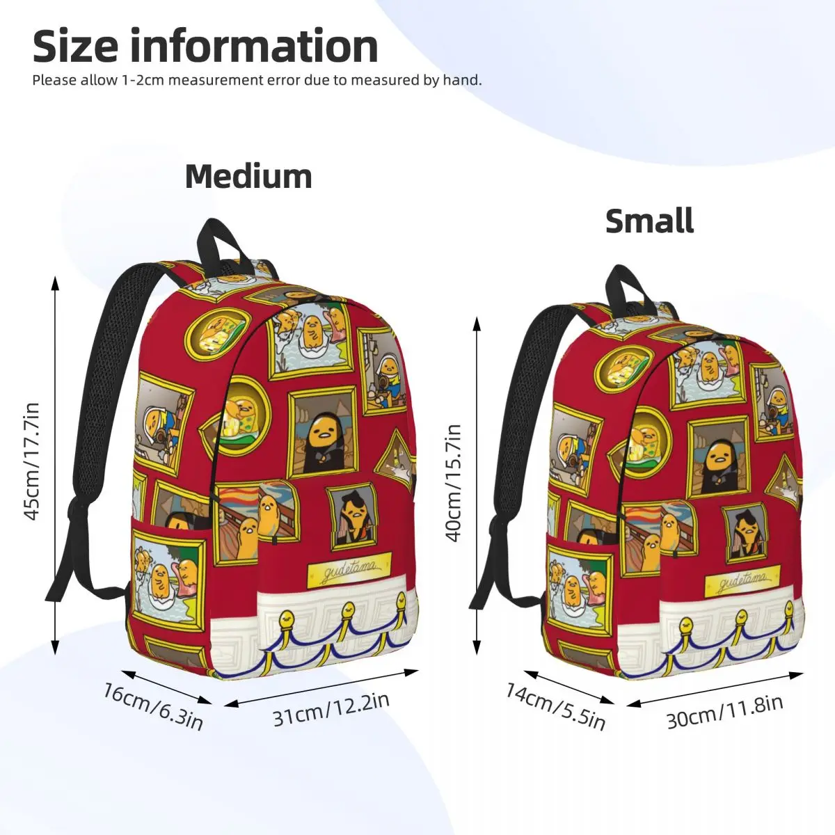 Gudetama Niedlicher Eier-Cartoon-Rucksack, Mittelschule, Schule, Studenten, Büchertasche, Teenager, Segeltuch, Tagesrucksack, Outdoor