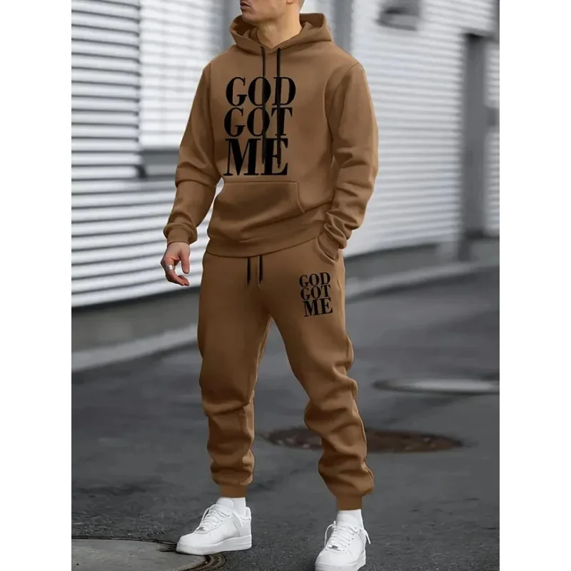 

Autumn Letter 3D Printed Hoodie Suit Men Sweatshirts Sweatpants Casual Fashion Two Piece Tracksuit Set Men's Clothing