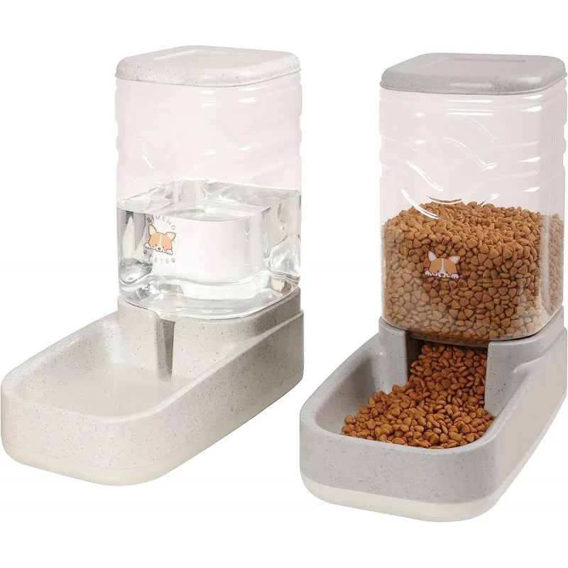 BalanceFrom Pack of 2 Automatic Dog Cat Gravity Food and Water Dispenser 3.8L 1 Gallon Each