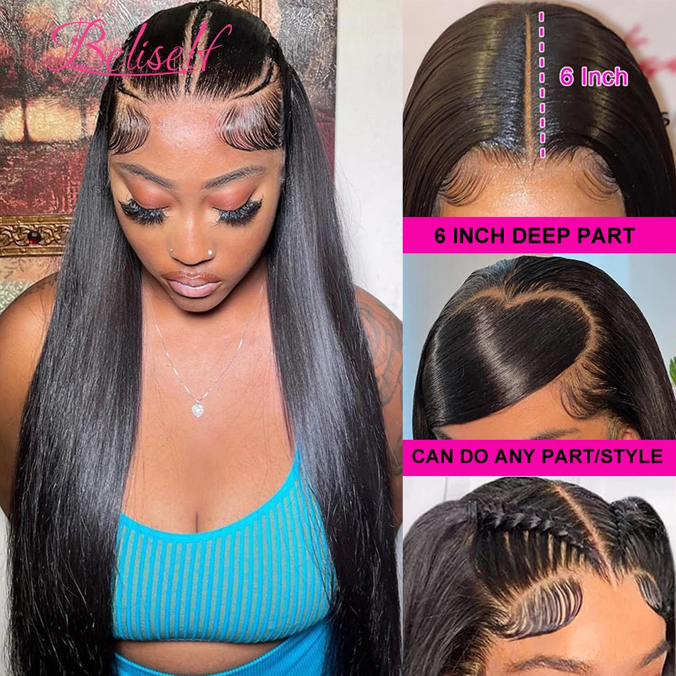 13x6 HD Lace Frontal Wig Straight Glueless Wig Human Hair Pre Plucked 13x4 Full Frontal Wig 5x5 HD Lace Closure Wig Beliself