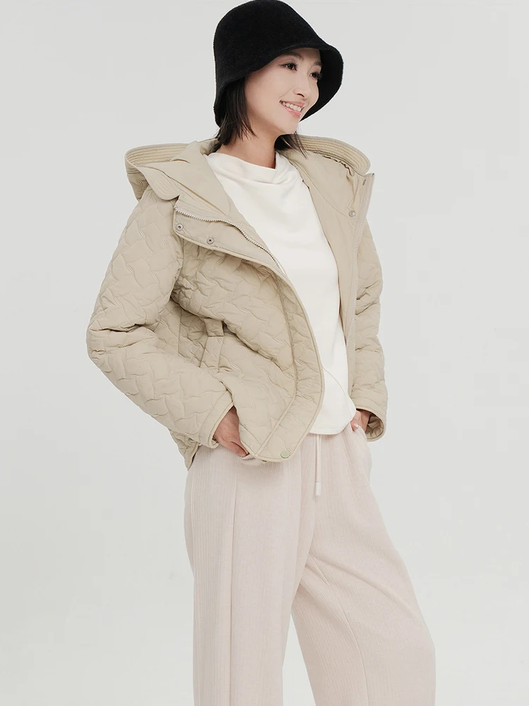 

Оригинальный женский хлопковый джак Bukhara Long Sve с капюшоном, зима 2025 г., стандартный крой, термобелье с ромбовидным узором, корейский Sle для поездок на работу