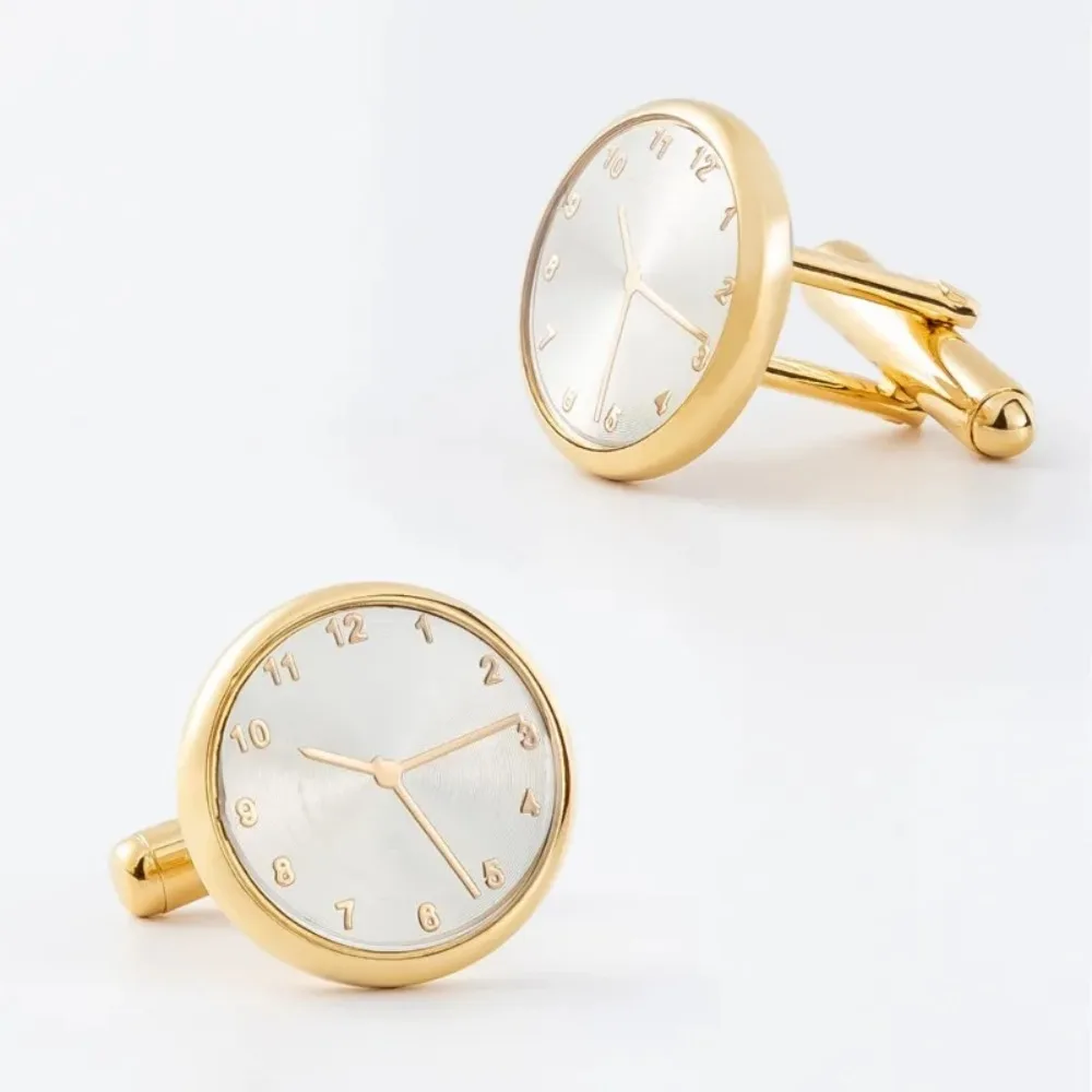 Round Electroplated Cufflinks High-end Fashion Watches Men Women French Shirts Formal Accessories Advertising Promotions Gifts