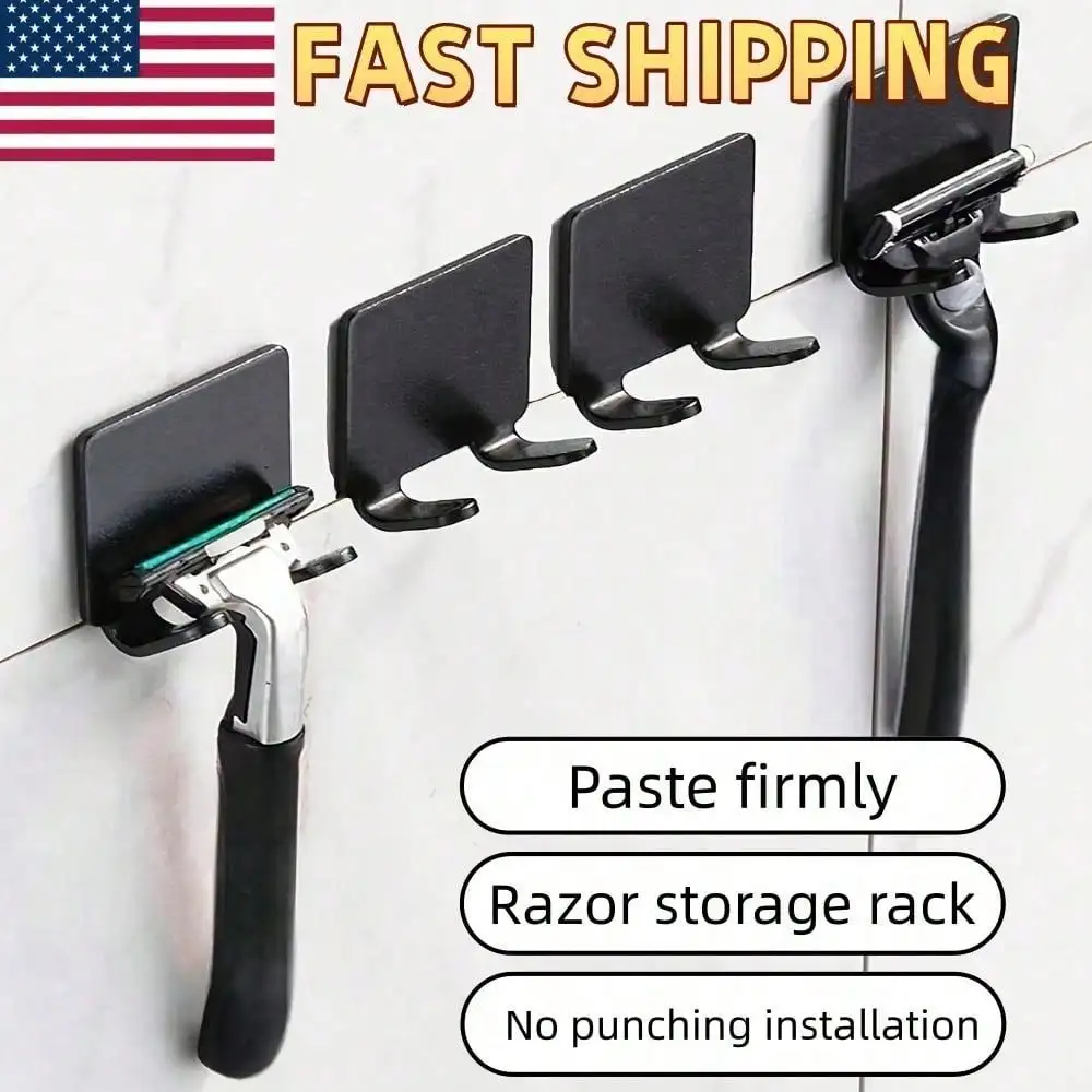 2pcs Plastic Shaver/Razor Wall Mount Hooks, Multifunctional No Drill Power Plug Razor Holder & Phone/Bag Organizer Hom