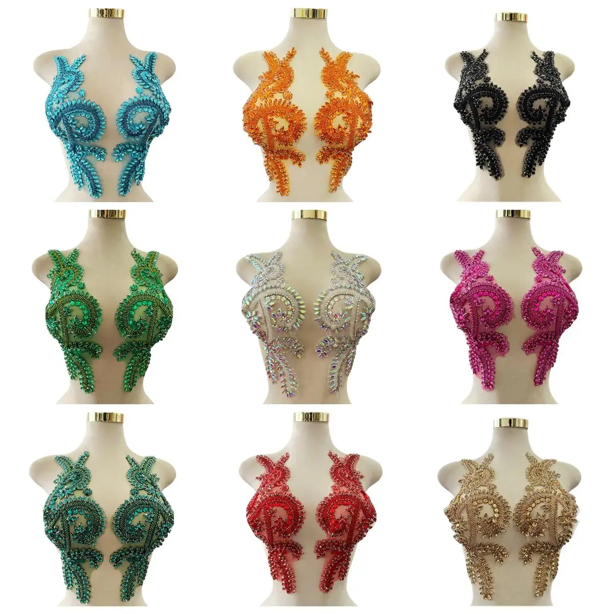 

18 Color Hard Handwork Rhinestone A Pair Evening Dress Bust Material Accessories