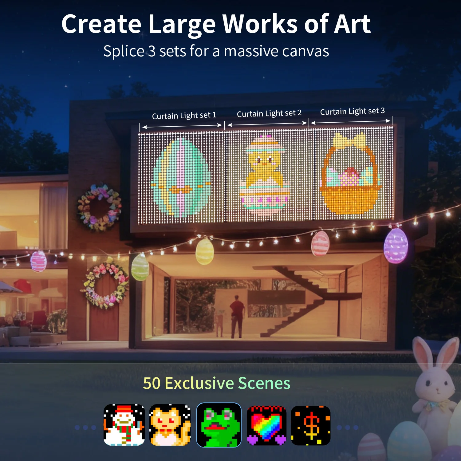 

Умная световая гирлянда для штор, 400 светодиодов, управление через приложение, музыкальные ритмы, уникальный подарок, декор для спальни, сада, террасы.