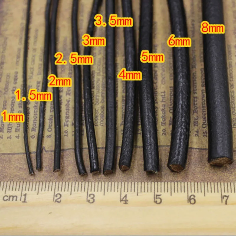 cordon cuir cuir pour fabrication bijoux cordon cuir pour bijoux Cordon rond en cuir véritable pour bijoux, 2M, noir/marron/café,