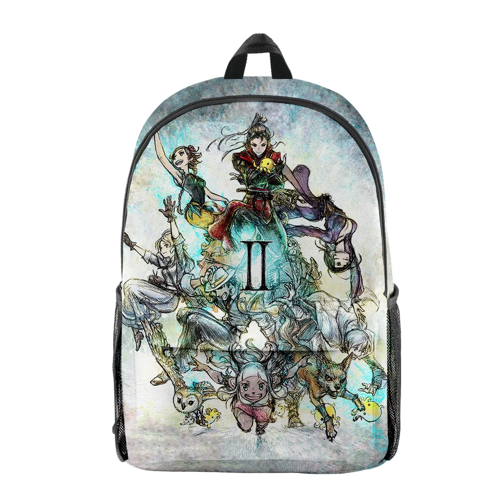 Mochilas escolares para estudiantes con dibujos animados de Octopath Traveler, mochilas para cuadernos, mochilas de viaje Oxford con estampado 3D, impermeables, para niños y niñas