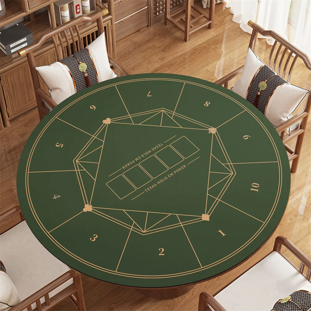 

Round Rubber Portable Casino Texas Poker Table Mat Entertainment Professional Mat Mahjong Board Games Table Mat Accessories