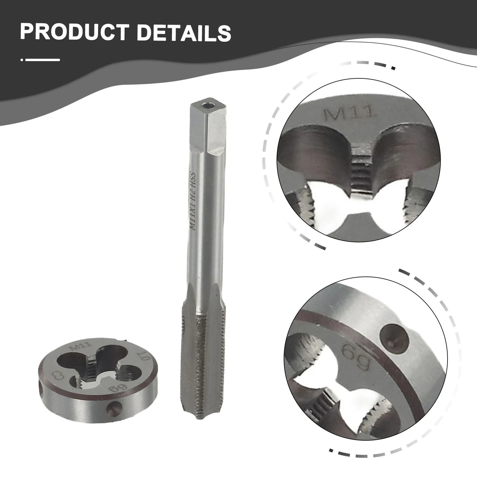 

High Quality Tap Die Tool Tools Kits M934 Metric Silver & M11 x 1.0mm Die 11*1mm 2pcs/set HSS High speed steel