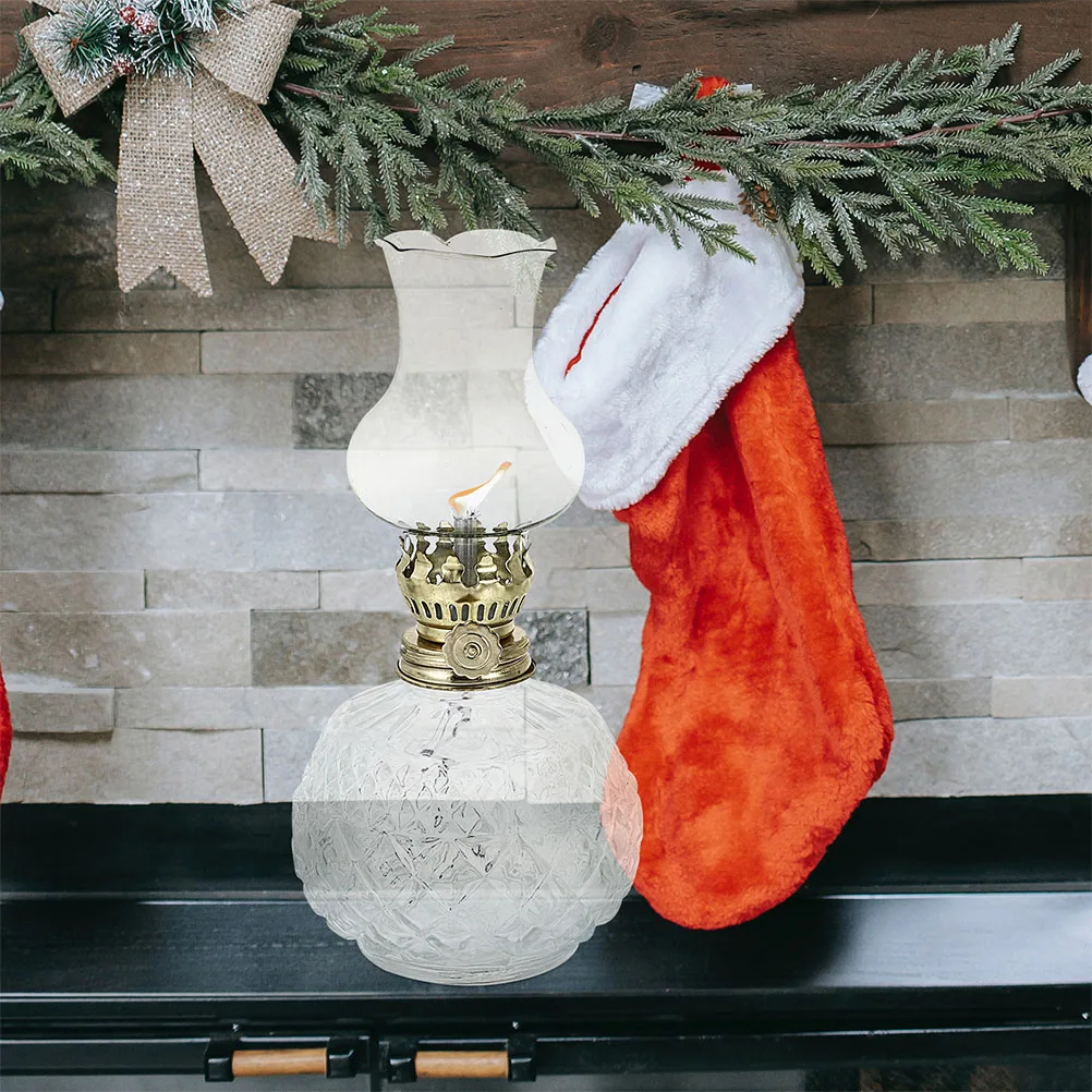 

2Pcs Vintage Lamp Decorative Glass Oil Lamp Retro Style Indoor Home Decoration Oil Light Lamps