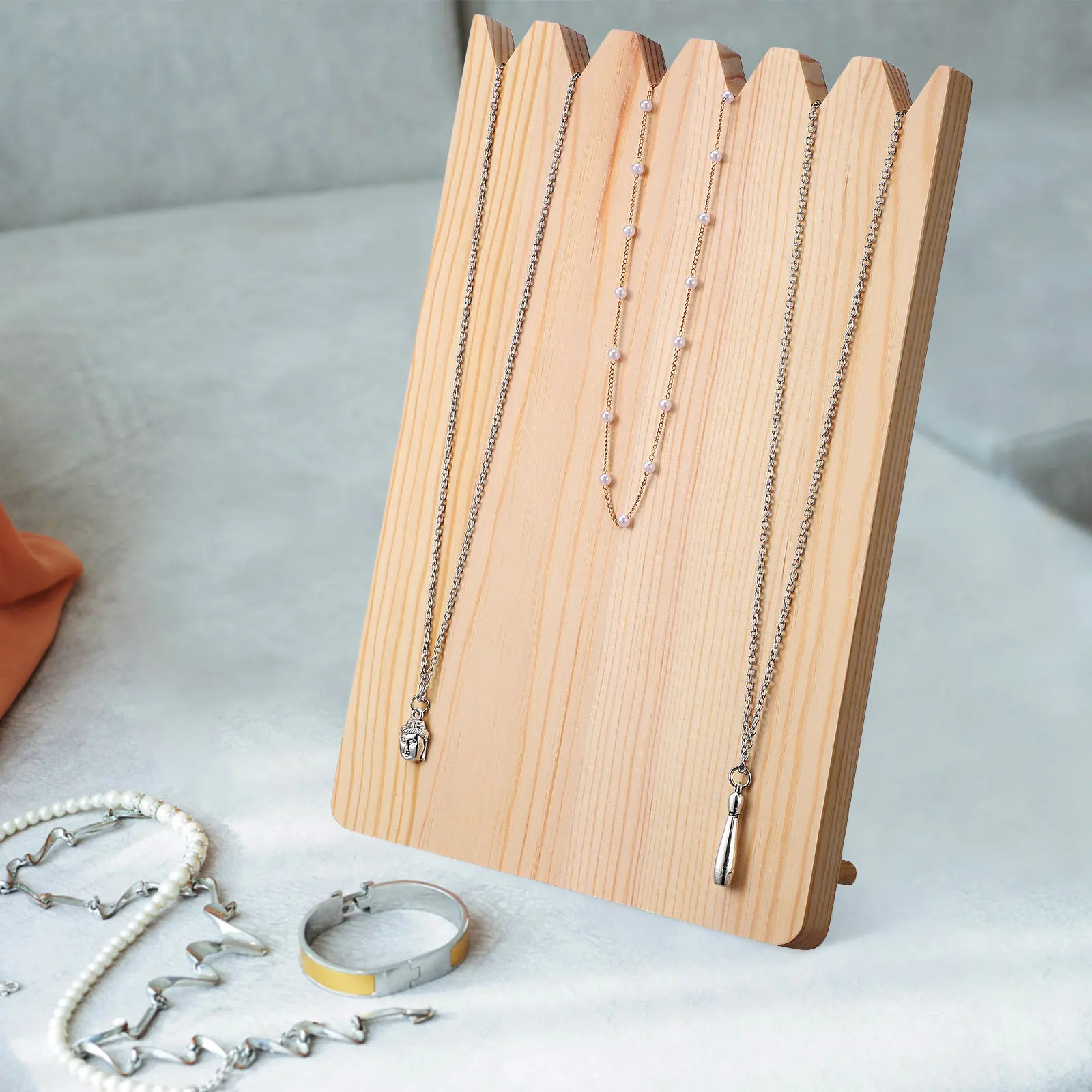 

Wooden Necklace Display Stand Exquisite Craftsmanship Jewelry Holder Organizer Compact Space Saving for Necklaces Bracelet