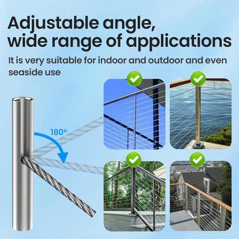 20 paczek 1/8 cala niewidoczny zestaw poręczy kablowych, bezzadki zestaw poręczy kablowych, poręcz kablowa niewidoczny zacisk stały koniec sprzętu