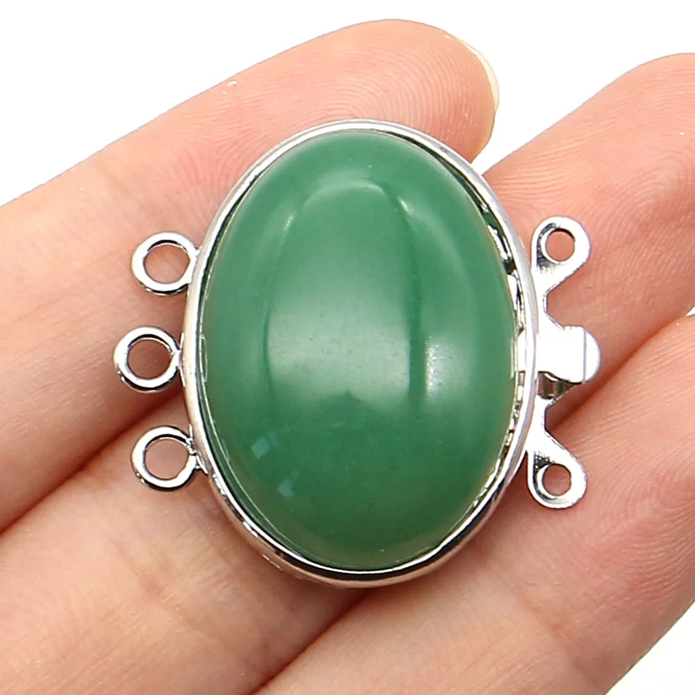 Creative Natural Stone Crystal Tiger Eye Polished Oval Three-Row Clasp Pendant 27x27mm for DIY Necklaces Bracelets Jewelry