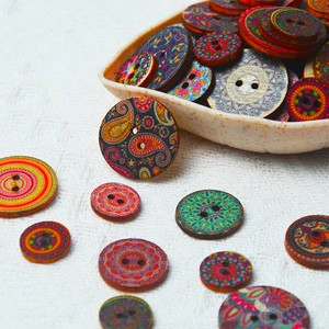 Các nút gỗ retro cho DIY, thủ công, may vá, sổ lưu niệm, quần áo, kiểu Bosian, phụ kiện, trang trí, 2 lỗ, 50 chiếc 10 botoes bán hàng chính retro - №2