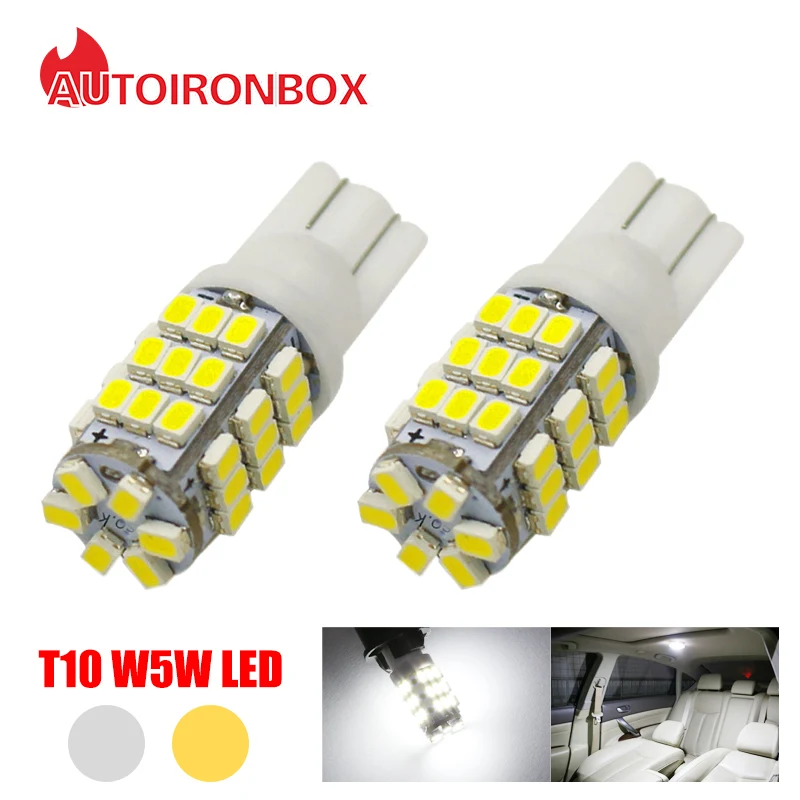 2X Car Led T10 42 Smd Leds Car Led Light Bulbs W5W 194 1206/3020 42SMD Warm White Cold White Auto Side Interior Bulb