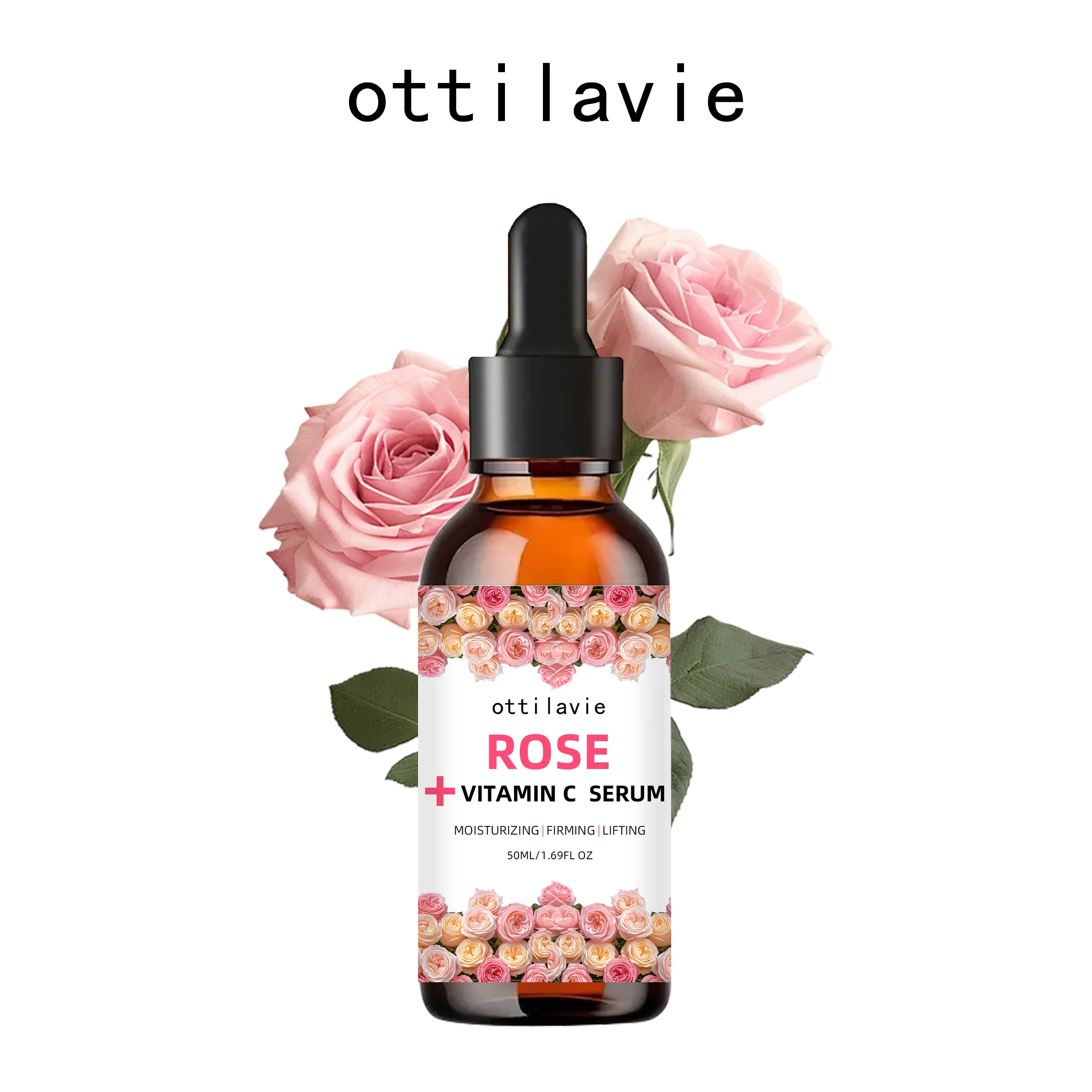 

ottilavie Rose & Vitamin C Serum – Suitable for all skin types, firming, lifting, hydrating, fast-absorbing, and non-greasy
