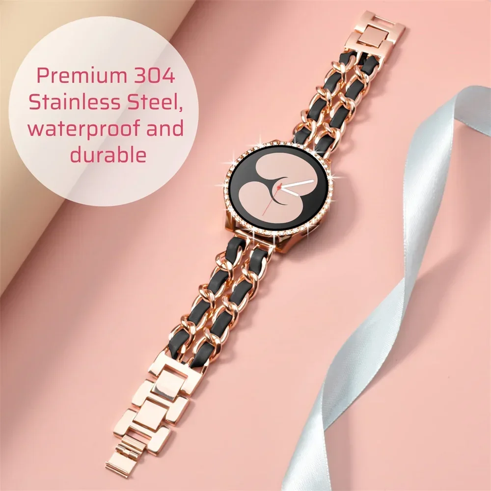 20 مللي متر/22 مللي متر الفرقة لساعة سامسونج جالاكسي 6/5 برو/4/كلاسيك/أكتيف 2 جلد فاخر + سوار معدني ساعة هواوي GT2-2e-3 برو حزام #2