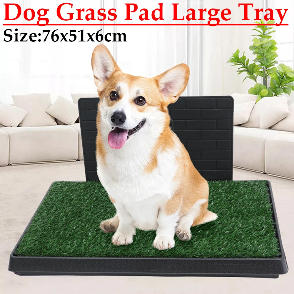 

Dog Grass Pad with Large Tray Reusable Training Pads with Pee Baffle Artificial Grass Patch Ideal for Small and Medium Dogs