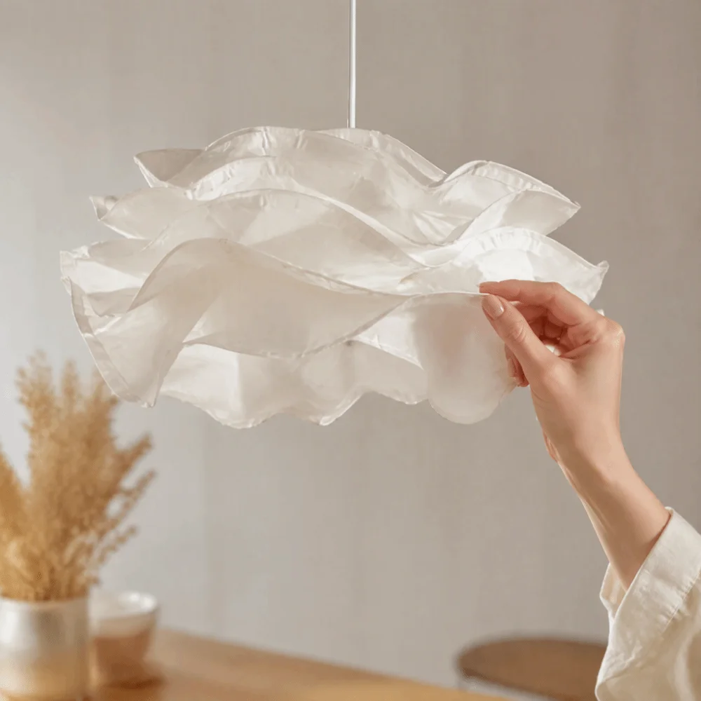 Modern White Paper Lamp Shade Art DIY Flower Shape Cloud Lamp Shade Modern Design Handcrafted Style Pendant Light Cover Bedroom