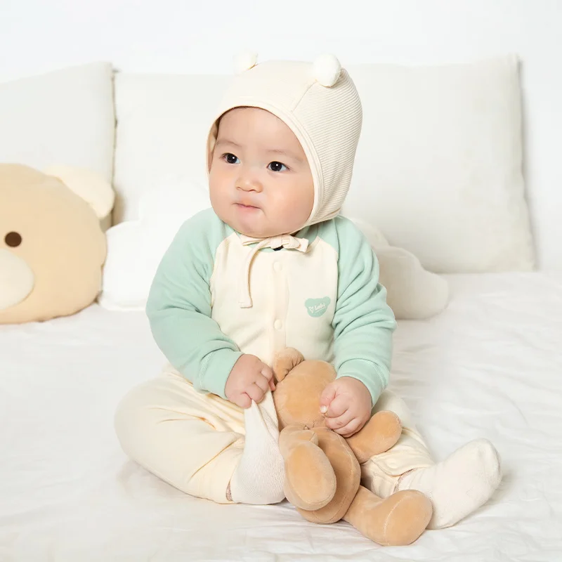 LABI-Pijama de algodão manga comprida recém-nascido, Onesies infantis para meninos e meninas, macacão de bebê, macacões para criança, 1 pc