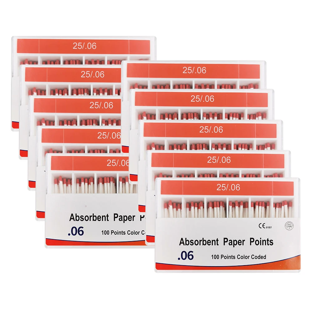 10box 0.06 Taper Dental Absorbent Paper Points 20# 25# 30# 40# Paper Points Root Canal Absorption Pure Cotton Dental Gutta Point