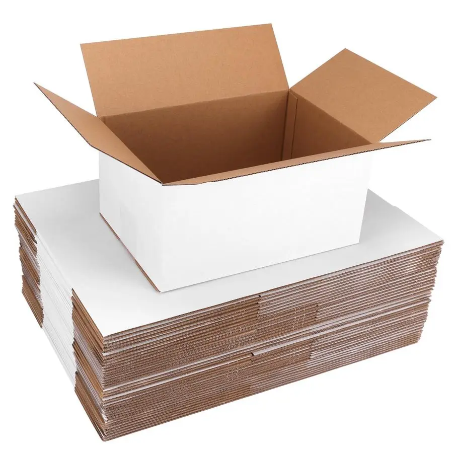 

Boxes 10x7x5 Set of 40, White Corrugated Cardboard Box for Mailing Business Packaging