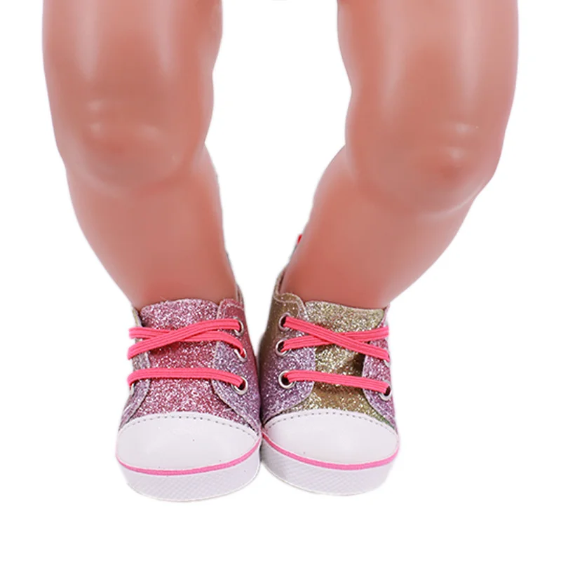 7Cm Lace-up Canvas Shoes Sticky Shoes Doll Clothes Accessories For 43Cm Reborn Doll&18Inch American Doll Our Generation Girl Toy