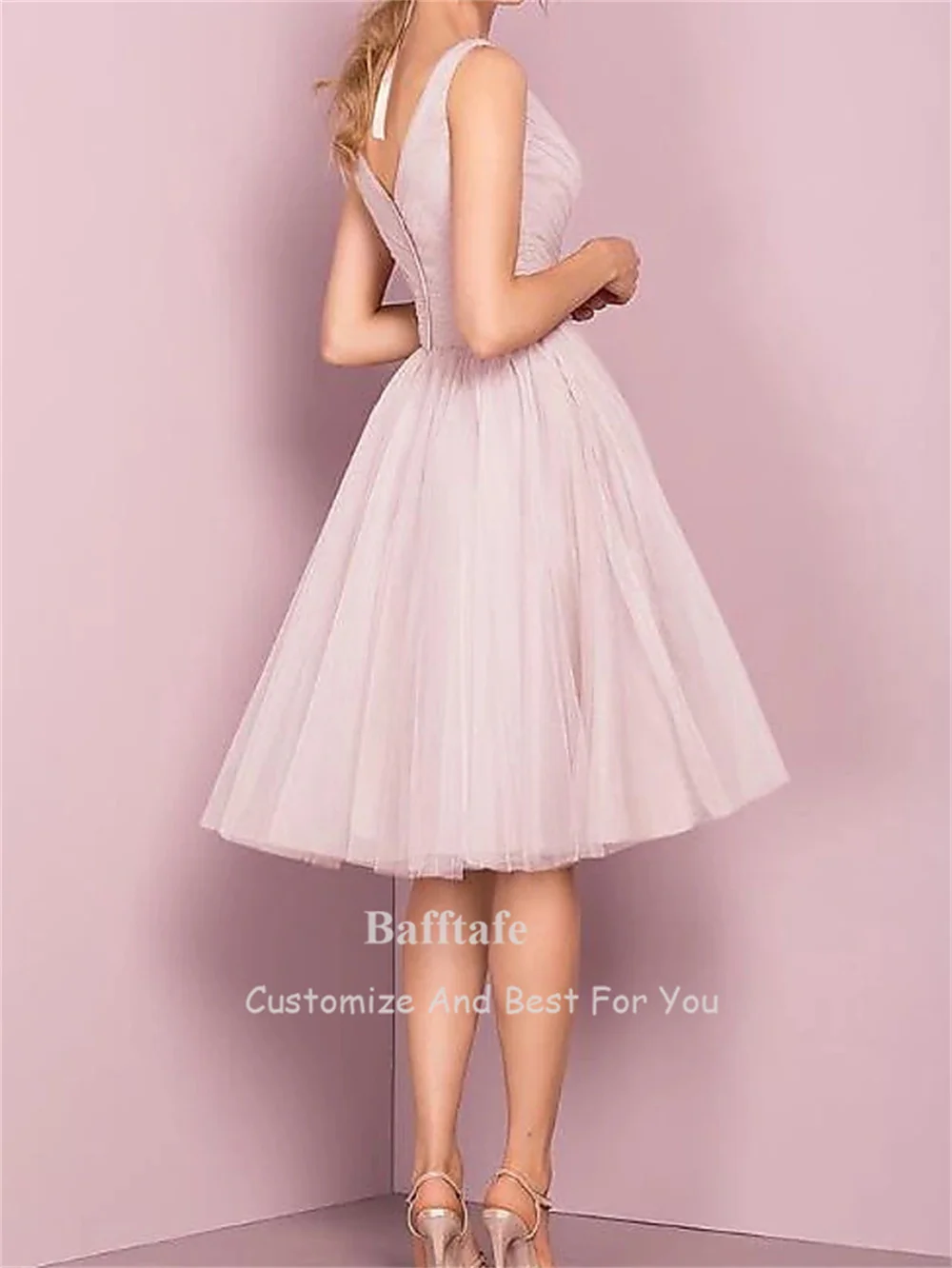 Fairy Tulle Knee Length Short Prom Dresses Customized A Line V-Neck Homecoming Dress Women Outfit Formal Occasion Party Gowns