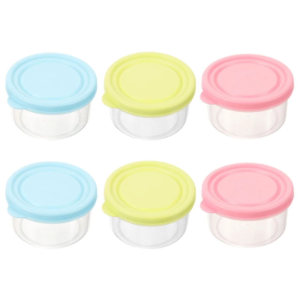

6 Pcs Round Snack Tray with Lid Crisper Storage Box Food Containers Reusable Sauce Cups Lids Lotion Plastic