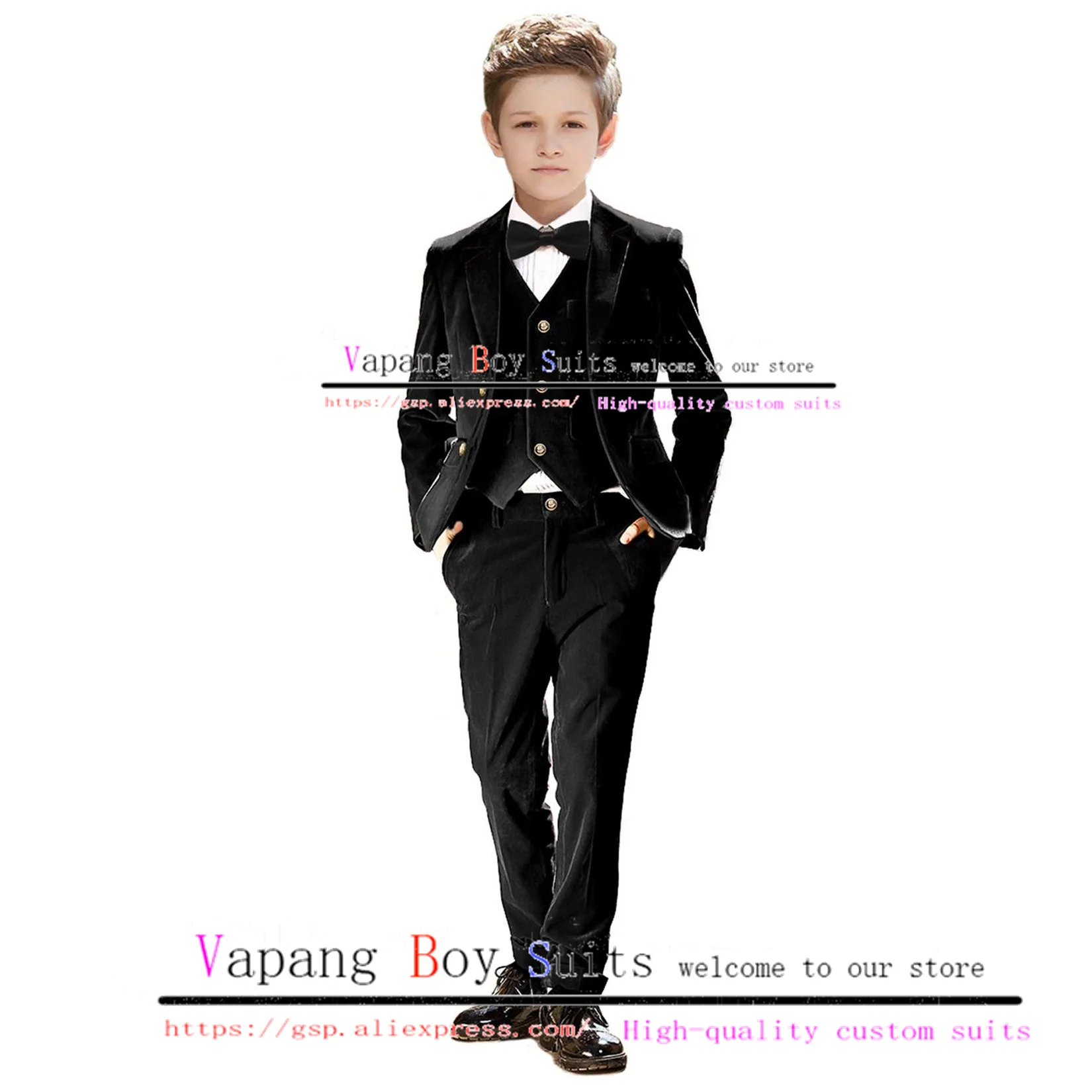 Royal Blue Boys Suit Velvet Jacket Pant Vest 3 Piece Wedding Tuxedo Formal Kids Blazer Slim Fit Party Clothes