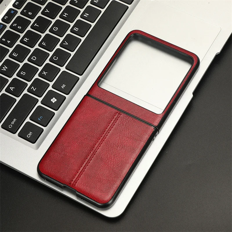 For Motorola Moto Razr 40 Ultra Luxury Calfskin PU Leather lines Back Cover Soft Case For Moto Razr40 Ultra Cover Phone Case