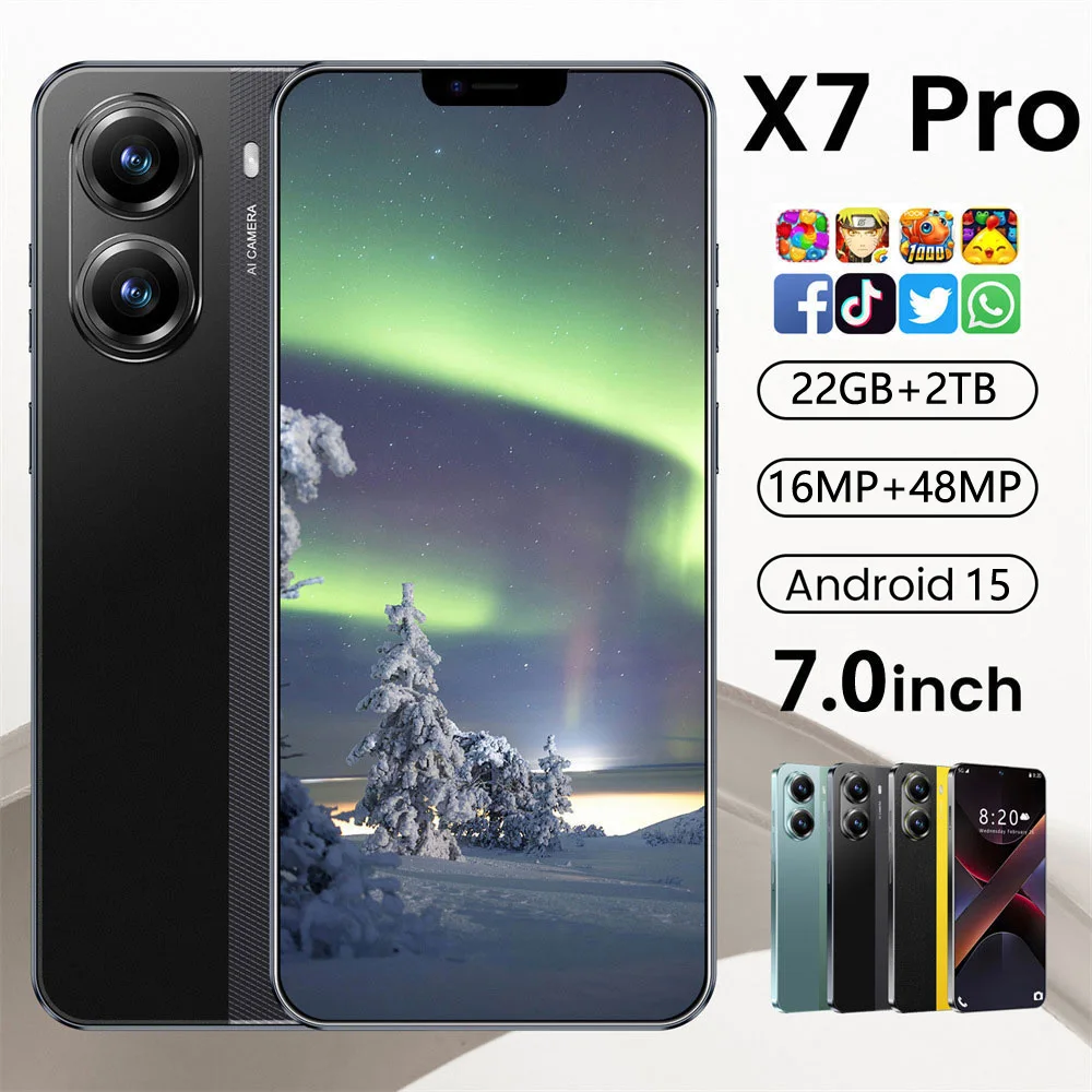 

HOT X7 Pro 7.0inch Global Edition Original Smart Cheap 5G Dual Card 22GB+2TB Android 8000mAh Battery Facial Recognition Function
