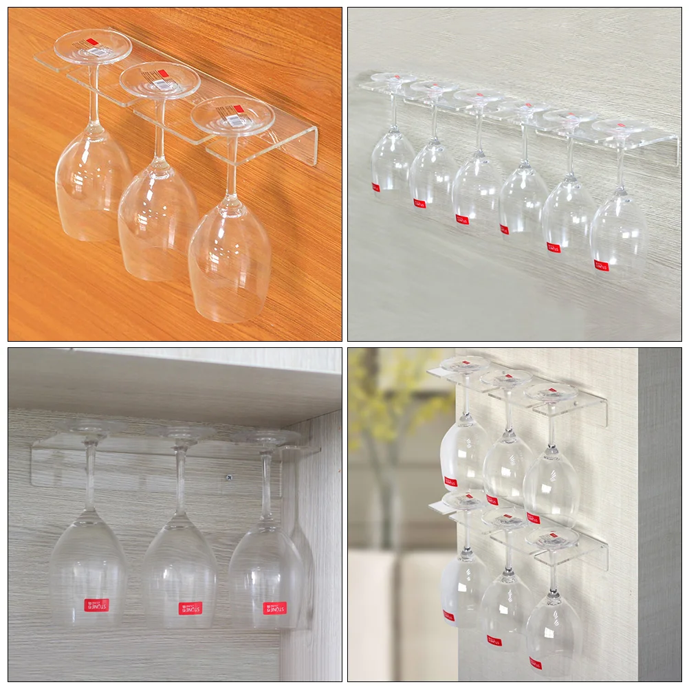 

Transparent Acrylic Glass Rack Storage Organizer Hanging Glasses Holder Wall Mount Glass Display