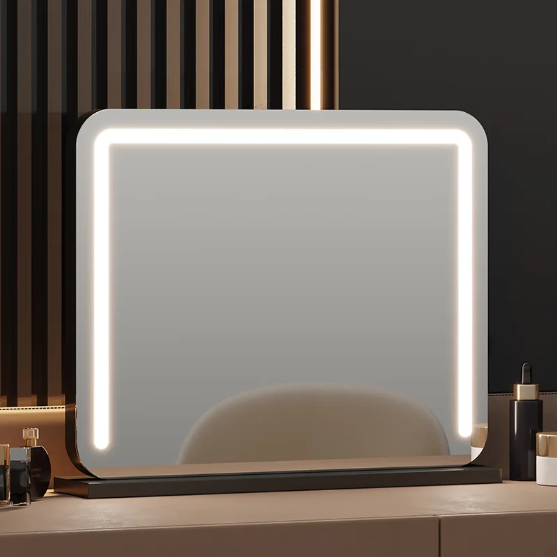 مرآة ماكياج ذكية ذات حجم كبير قابلة للدوران مع مرآة طاولة المكتب ذات قاعدة المصباح للاستخدام المنزلي الإضاءة الذكية #6