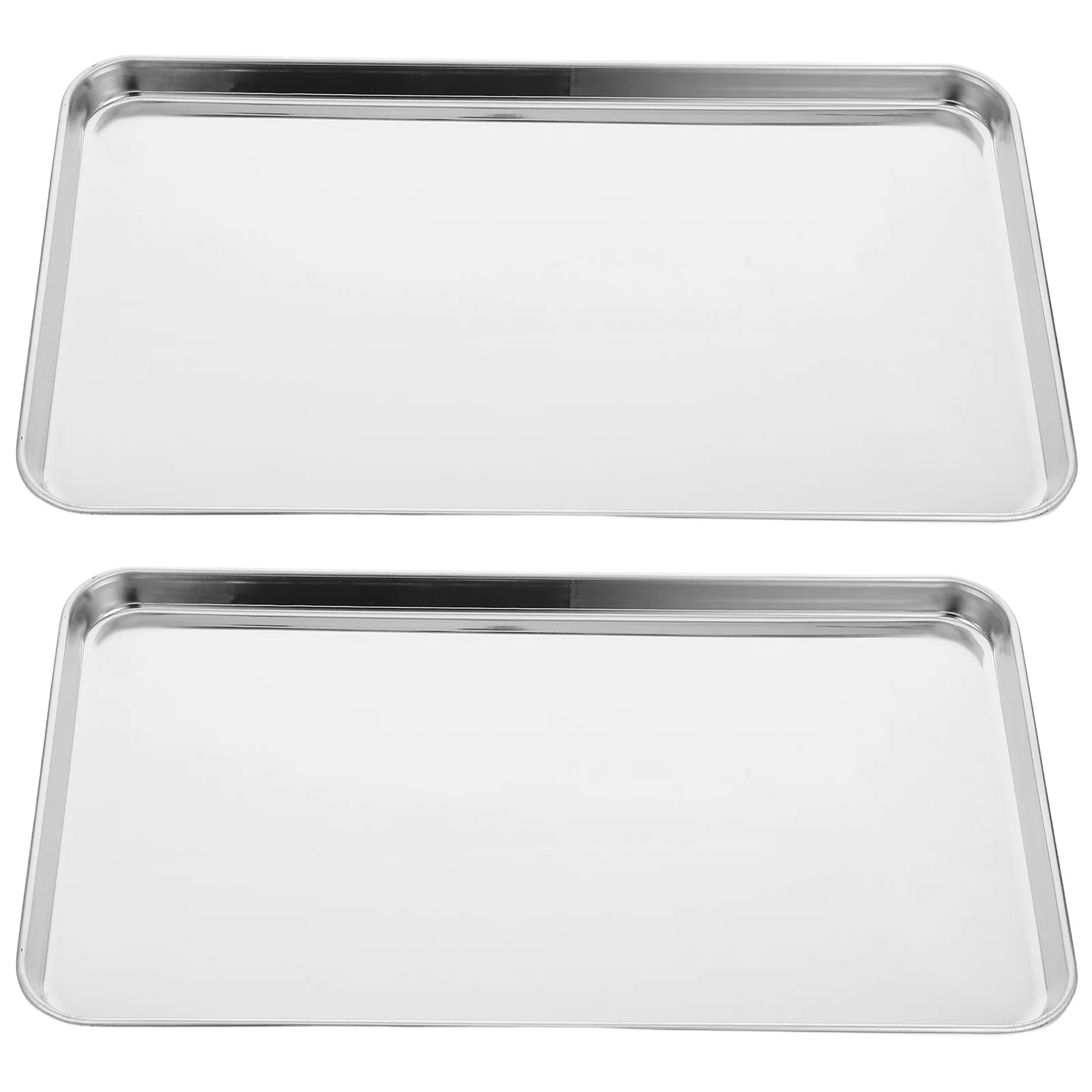 

2pcs Stainless Steel Rectangular Baking Dish Multi-Functional Drain Oil Water Kitchen Tool Bakeware Pan For Home