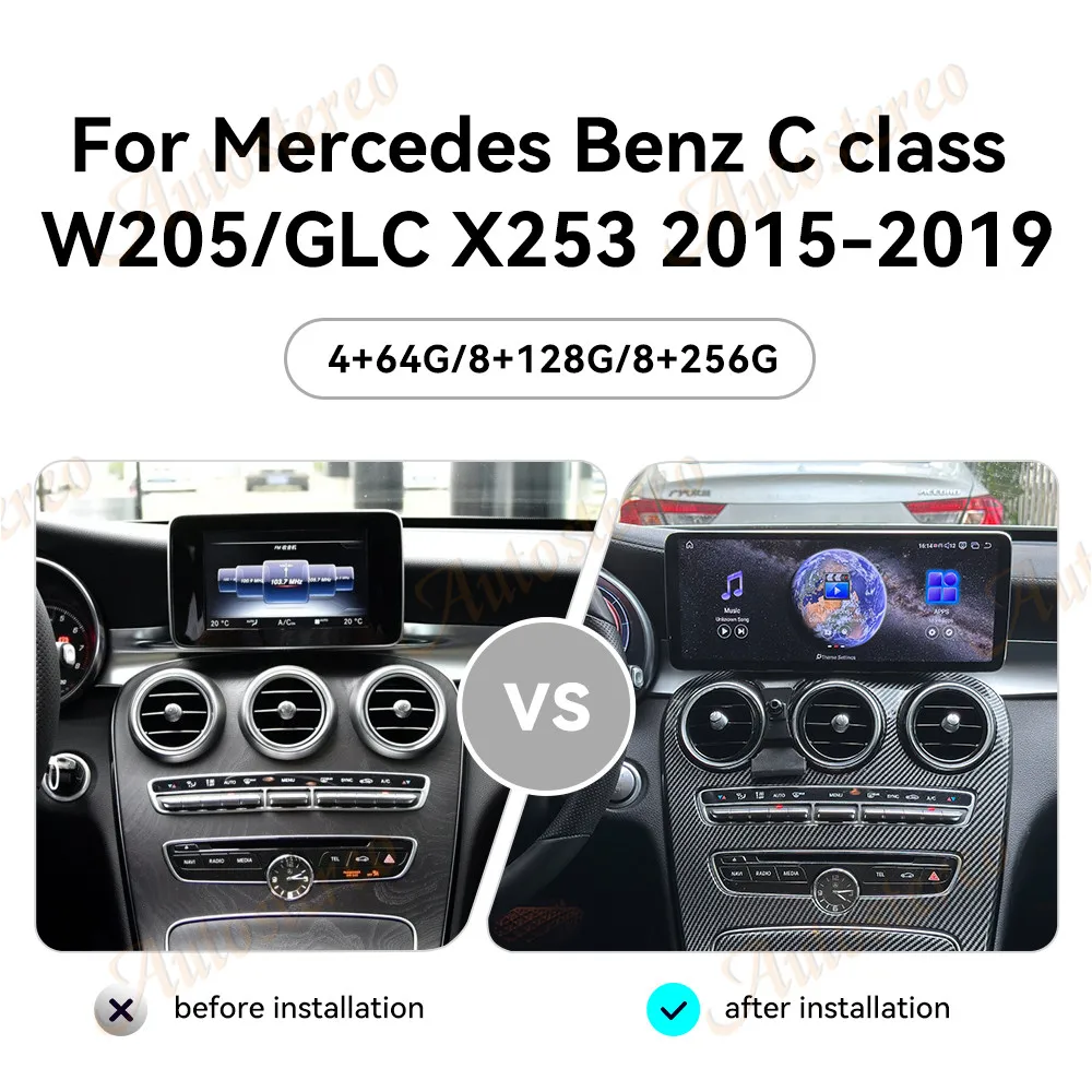 For Mercedes Benz C Class W205 GLC X253 2015-2019 NTG5 Dual Interaction Android Screen Car GPS Navigation Multimedia Player Auto