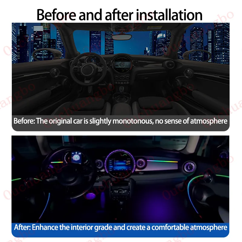 Ouchuangbo LED Ambient Light For mini cooper R56 R57 F55 F56 F57 one Atmosphere Lamp Door Backlight Kit Dynamic Magic Ambiant