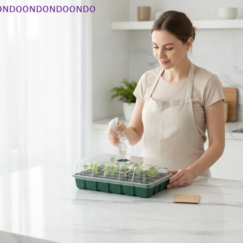 40 Cell Seed Starter Tray With Clear Observation Lid Adjustable Vent Holes For Home Gardening Vegetable Herb Germination