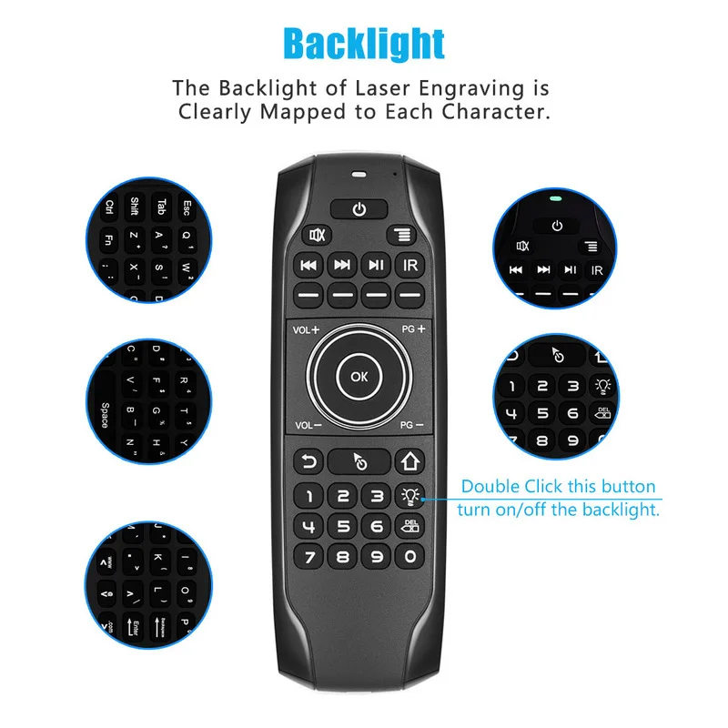 G7bts Wireless Flying Mouse Keyboard Black 77 Key Abs Material Match Bluetooth Remote Control Suitable Android Tv Box Mini Pc