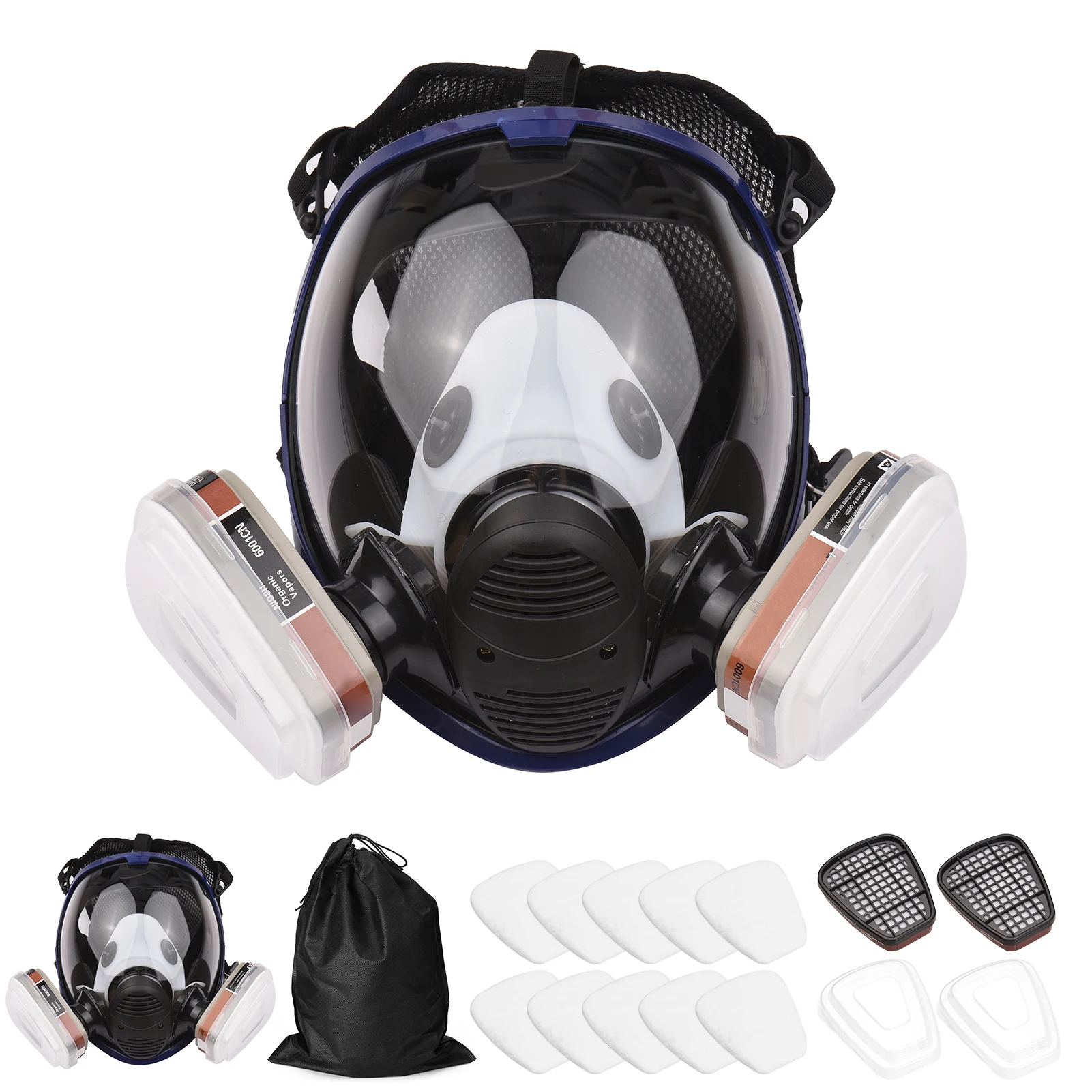 16 in 1 Reusable Full Face Respirator Full Face Cover Gas Organic Vapor for Painting Machine Polishing Welding