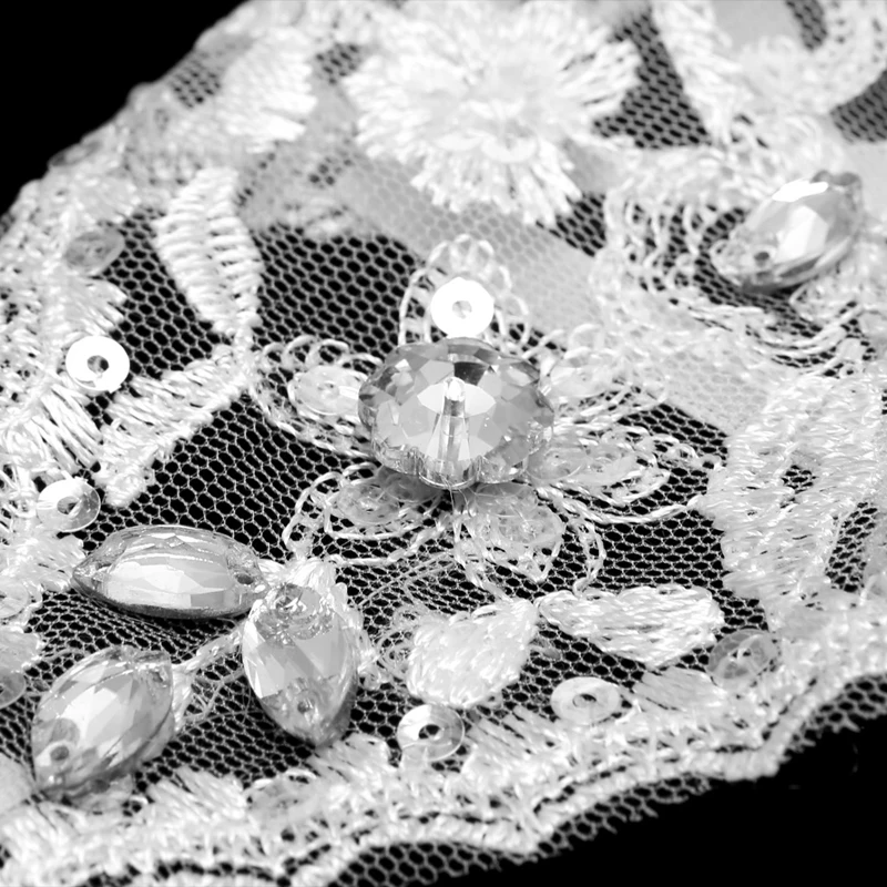 Paire gants en dentelle sans doigts pour femmes, mitaines mariée brodées en dentelle pour Banquet fête